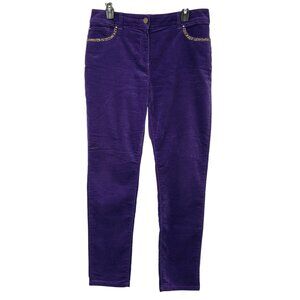 Chico's Purple Velvet Pants Embellished Pockets Bling Fall Winter Womens 1
